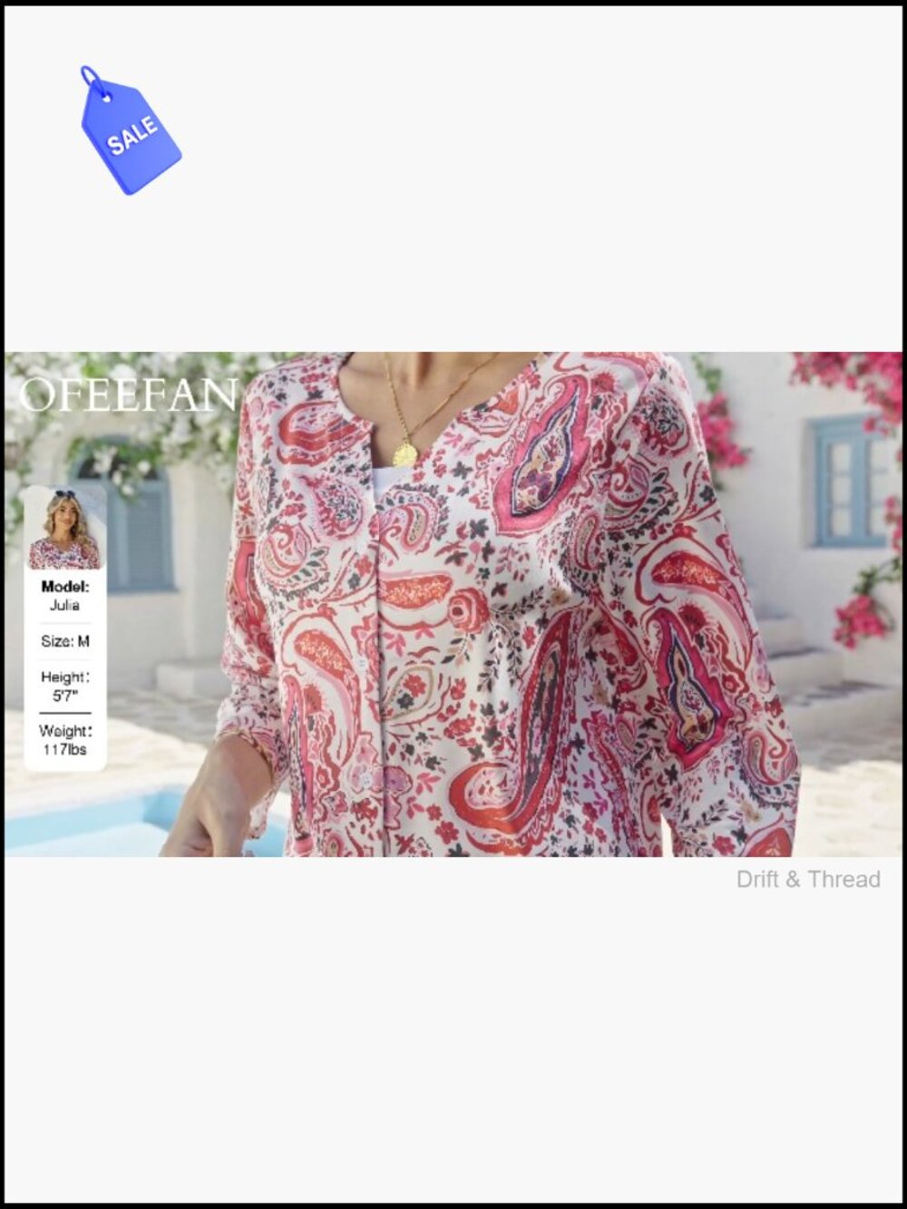 Button Down Shirt Women 3/4 Sleeve V Neck Blouses Business Casual Loose Fit Tops - Picture 7 of 7